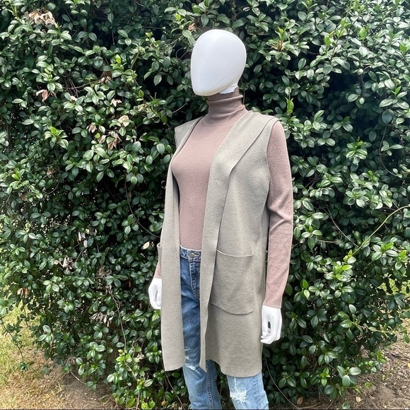 Evolution by Cyrus Light Green Long Loose Hood Open Cardigan - Picture 8 of 13